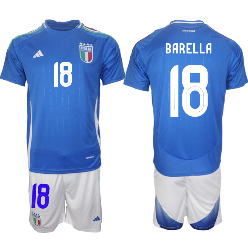 Men 2024-2025 Season Italy home Blue #18 Soccer Jersey